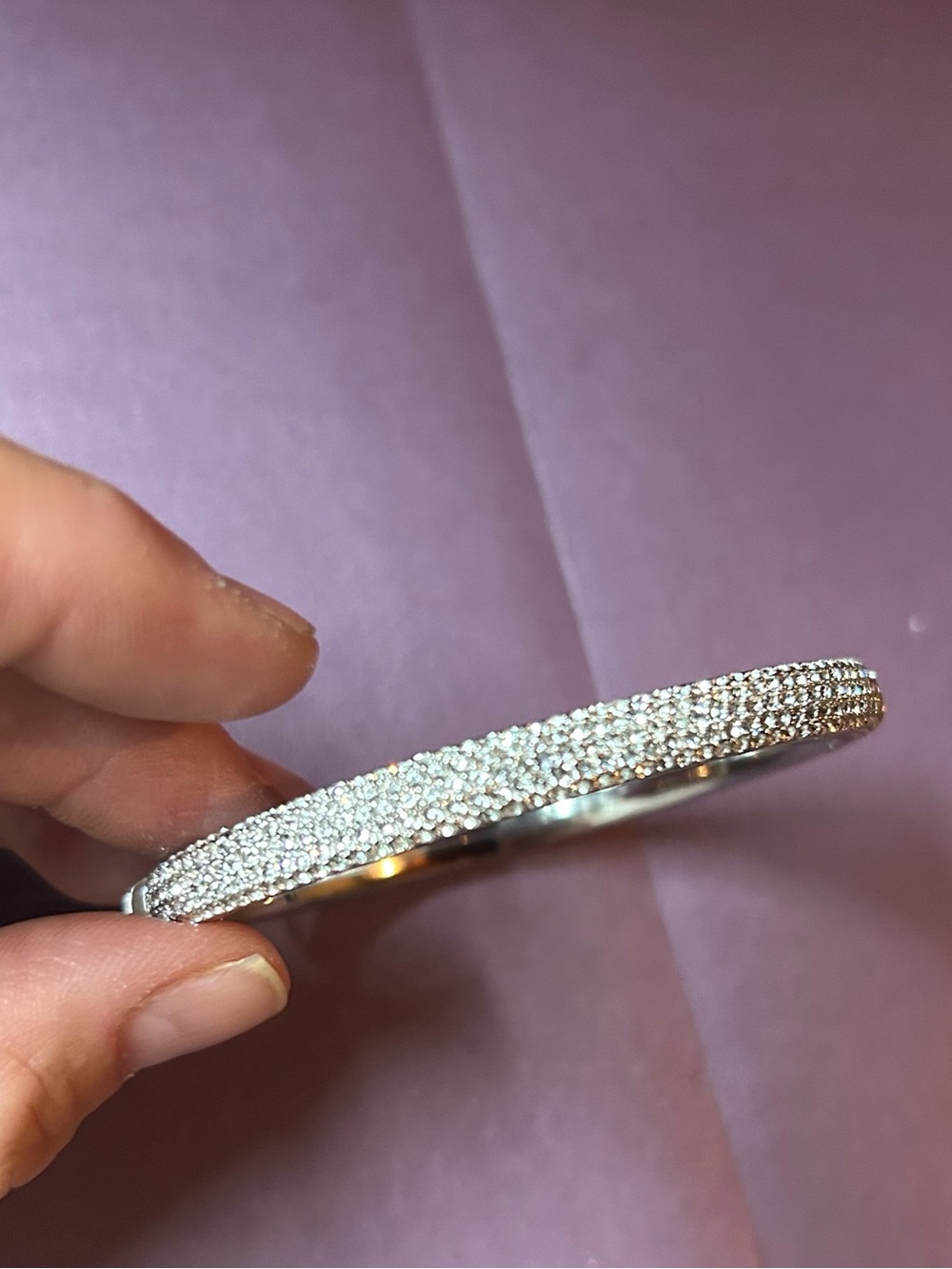 Nadri Crystal Hinged Bangle bracelet silver
